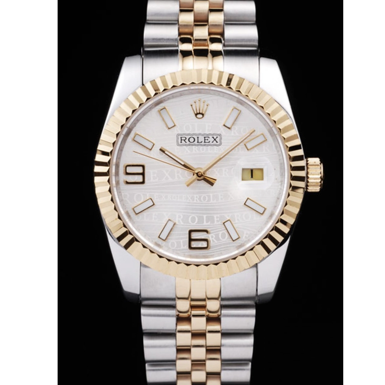 Rolex aaa copy Plated Gold Two Dial Rolex Silver 18k Steel 98084 Tone Stainless DateJust 0816